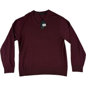 Raffi Bronson Sweater Men's Size XL Merino Wool Burgundy Minimalist Luxury NWT